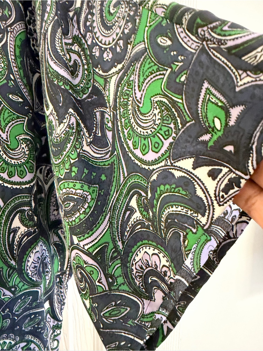 Michael Kors Green, Navy & Lilac Paisley Top - Picture 6 of 6